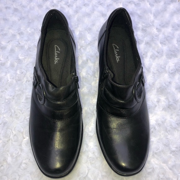 Clarks Shoes - Clark's Women's  Black Leather Bootie Size 9.5